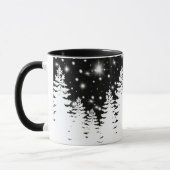 Elegante Schwarz-weiße Pinienwälder Sterne Tasse (Links)