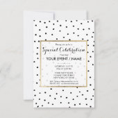 Elegante Schwarz-weiße Polka-Punkte Einladung (Vorderseite)