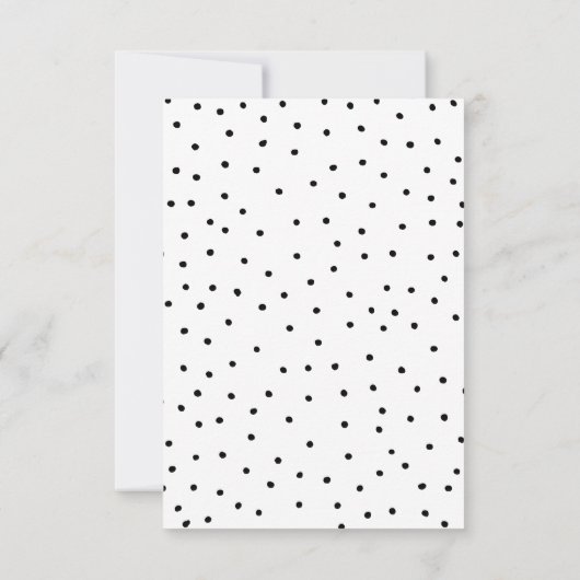 Elegante Schwarz-weiße Polka-Punkte Einladung (Rückseite)