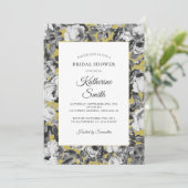 Elegante Schwarz-weiße Rose auf Gold-Brautparty Einladung (Stehend Vorderseite)