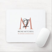 Elegante Schwarz-weiße Rose Gold Moderne Monogramm Mousepad (Mit Mouse)