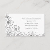 Elegante Schwarz-weiße Rose Kunst, Dichtung und Mu Visitenkarte (Rückseite)