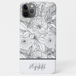 Elegante Schwarz-weiße Rose und Marigold-Blume Case-Mate iPhone Hülle