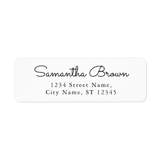 Elegante Schwarz-weiße Rücksendeadresse (Vorne)