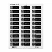 Elegante Schwarz-weiße Rücksendeadresse (Vorne)