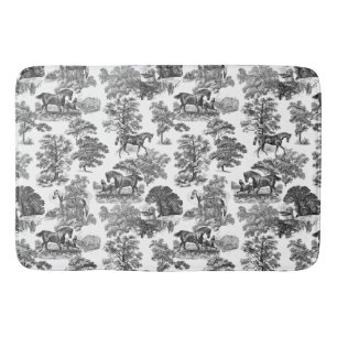 Elegante Schwarz-weiße Rustikale Pferde Badematte