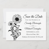 Elegante Schwarz-weiße Save the Date Hochzeit Ankündigung (Vorderseite)