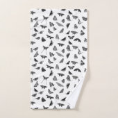 Elegante Schwarz-weiße Schmetterlinge Badezimmer H Badhandtuch Set (Handtuch)