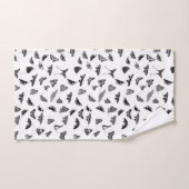 Elegante Schwarz-weiße Schmetterlinge Badezimmer H Badhandtuch Set (Handtuch)