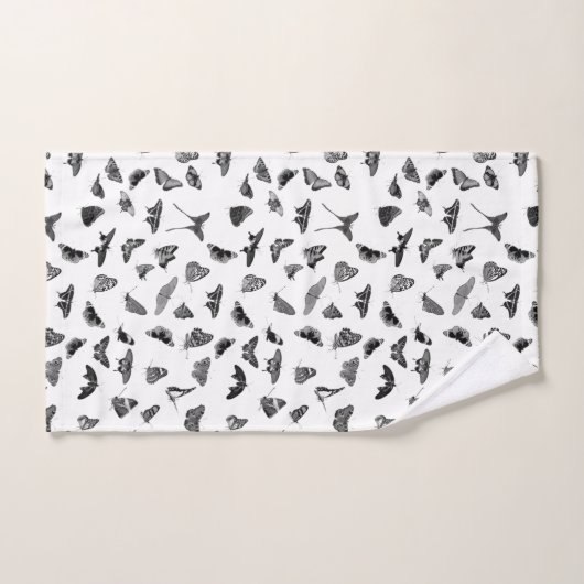 Elegante Schwarz-weiße Schmetterlinge Badezimmer H Badhandtuch Set (Handtuch)