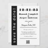 Elegante schwarz-weiße Silvesterhochzeit Save The Date (Rückseite)