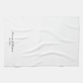 Elegante Schwarz-weiße Skripte für Hochzeitfavorit Geschirrtuch (Horizontal)