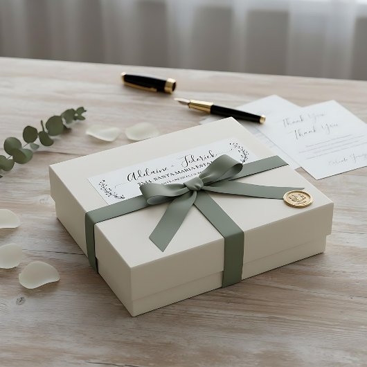 Elegante Schwarz-weiße Skripthochzeit Rücksendeadr