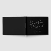 Elegante Schwarz-weiße Skriptkalligrafie-Hochzeit Gästebuch (Voll)