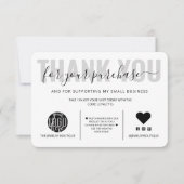 Elegante Schwarz-weiße Skriptlogos Vielen Dank Dankeskarte (Vorderseite)