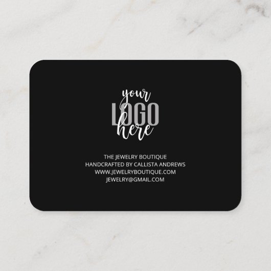 Elegante Schwarz-weiße Skriptlogos Vielen Dank Visitenkarte (Rückseite)