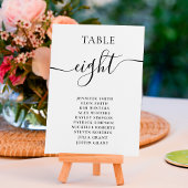 Elegante Schwarz-weiße Skriptnamen Hochzeit Tischnummer