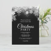 Elegante Schwarz-weiße Snowflake Weihnachten Einladung (Stehend Vorderseite)
