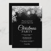 Elegante Schwarz-weiße Snowflake Weihnachten Einladung (Vorne/Hinten)
