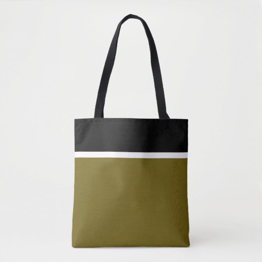 Elegante Schwarz-weiße Streifen auf dem Goldenen O Tasche (Vorderseite)