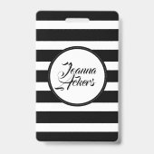Elegante schwarz-weiße Streifen Ausweis (Rückseite)