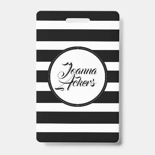 Elegante schwarz-weiße Streifen Ausweis (Vorderseite)
