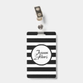 Elegante schwarz-weiße Streifen Ausweis (Rückseite mit Clip)