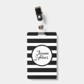 Elegante schwarz-weiße Streifen Ausweis (Vorderseite mit Clip)