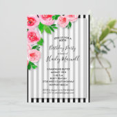 Elegante Schwarz-weiße Streifen Geburtstagsparty (Stehend Vorderseite)