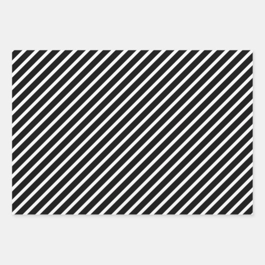 Elegante schwarz-weiße Streifen Geschenkpapier Set (Vorderseite)