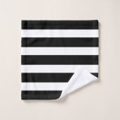 Elegante Schwarz-weiße Streifen Luxury Gold Monogr Badhandtuch Set (Waschlappen)