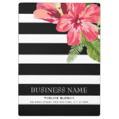 Elegante Schwarz-weiße Streifen mit exotischen Blu Klemmbrett (Rückseite)