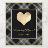 Elegante schwarz-weiße Streifen mit Herz Weinetikett (Einzelnes Label)