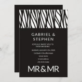 Elegante Schwarz-weiße Striptypografie Einladung (Vorne/Hinten)