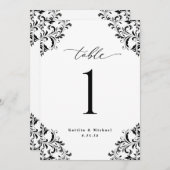 Elegante Schwarz-weiße Tischnummer für Hochzeiten (Vorne/Hinten)