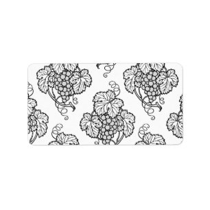 Elegante Schwarz-weiße Traubenbäume Weinkultur und Adressaufkleber