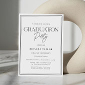 Elegante Schwarz-weiße Typografy Graduation Party Einladung