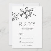Elegante Schwarz-weiße UAWG mit Blumen Einladung (Vorderseite)