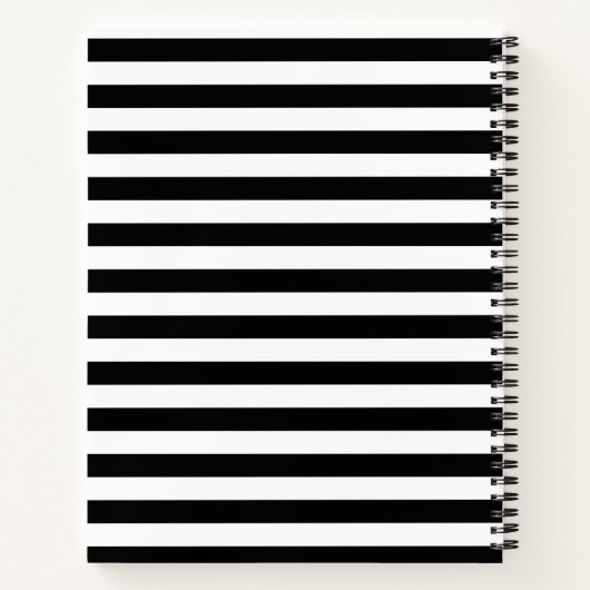 Elegante Schwarz-weiße und Gold-Script-Namensstrei Notizblock (Rückseite)