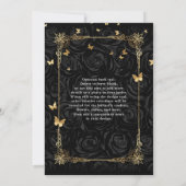 Elegante Schwarz-weiße und rote Quinceanera Einladung (Rückseite)