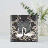 Elegante Schwarz-weiße Vintage Verlobung Einladung (Stehend Vorderseite)