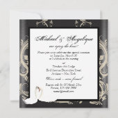Elegante Schwarz-weiße Vintage Verlobung Einladung (Rückseite)