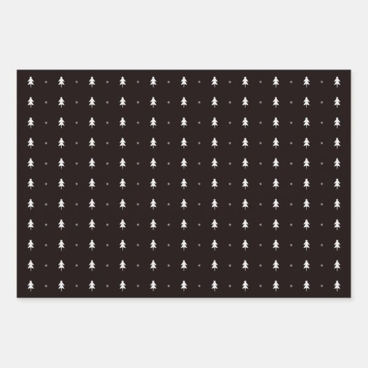 Elegante Schwarz-weiße Weihnachtsbaumen Geschenkpapier Set (Vorderseite 3)