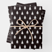 Elegante Schwarz-weiße Weihnachtsbaumen Geschenkpapier Set (Beispiel)