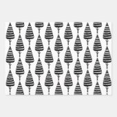 Elegante Schwarz-weiße Weihnachtsbaumen Geschenkpapier Set (Vorderseite)