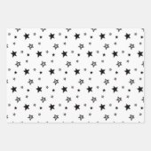Elegante schwarz-weiße Weihnachtsbaumen Sterne Geschenkpapier Set (Vorderseite 2)