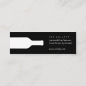 Elegante Schwarz-weiße Weinflasche Mini Visitenkarte (Rückseite)