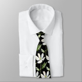 Elegante Schwarz-weiße Wildblumen Neck Tie Krawatte (Gebunden)