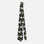 Elegante Schwarz-weiße Wildblumen Neck Tie Krawatte (Vorderseite)