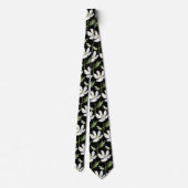 Elegante Schwarz-weiße Wildblumen Neck Tie Krawatte (Rückseite)